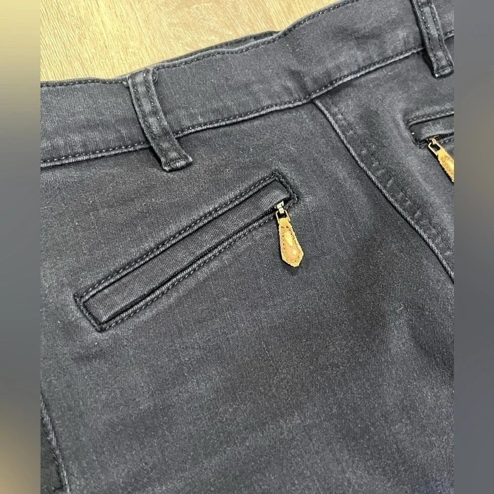 Tory Burch Size 25 Navy Stretch Front Pocket Size Zip Ankle Button Pants Chino